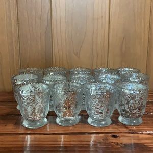 Decorative silver votive holders, set of 14